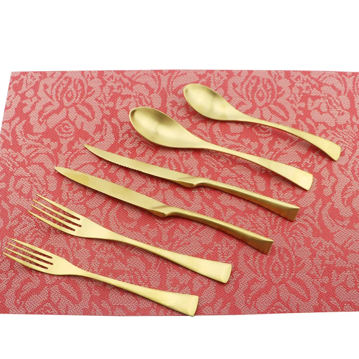 Uniturcky 6-Piece Flatware Set,Extra Thick Heavy Duty - 18/10 Stainless Steel Cutlery Sets,High Matte Finish Gold Flatware Sets Service for 1,Multipurpose Use for Home,Kitchen,Tableware Utensil Sets - view 3