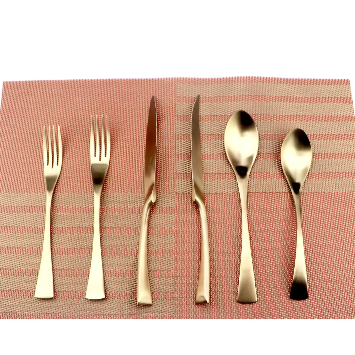 Uniturcky 6-Piece Flatware Set,Extra Thick Heavy Duty - 18/10 Stainless Steel Flatware Sets,High Matte Finish Rose Gold Service for 1 | Multipurpose Kitchen Utensils - main product image