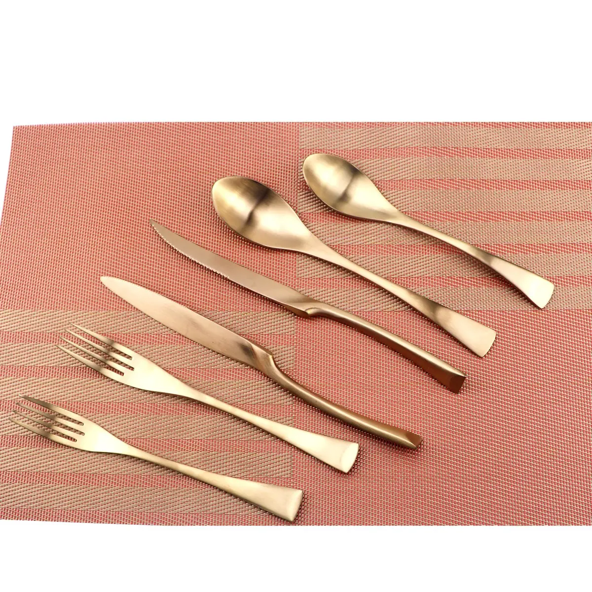 Uniturcky 6-Piece Flatware Set,Extra Thick Heavy Duty - 18/10 Stainless Steel Flatware Sets,High Matte Finish Rose Gold Service for 1 | Multipurpose Kitchen Utensils - view 3