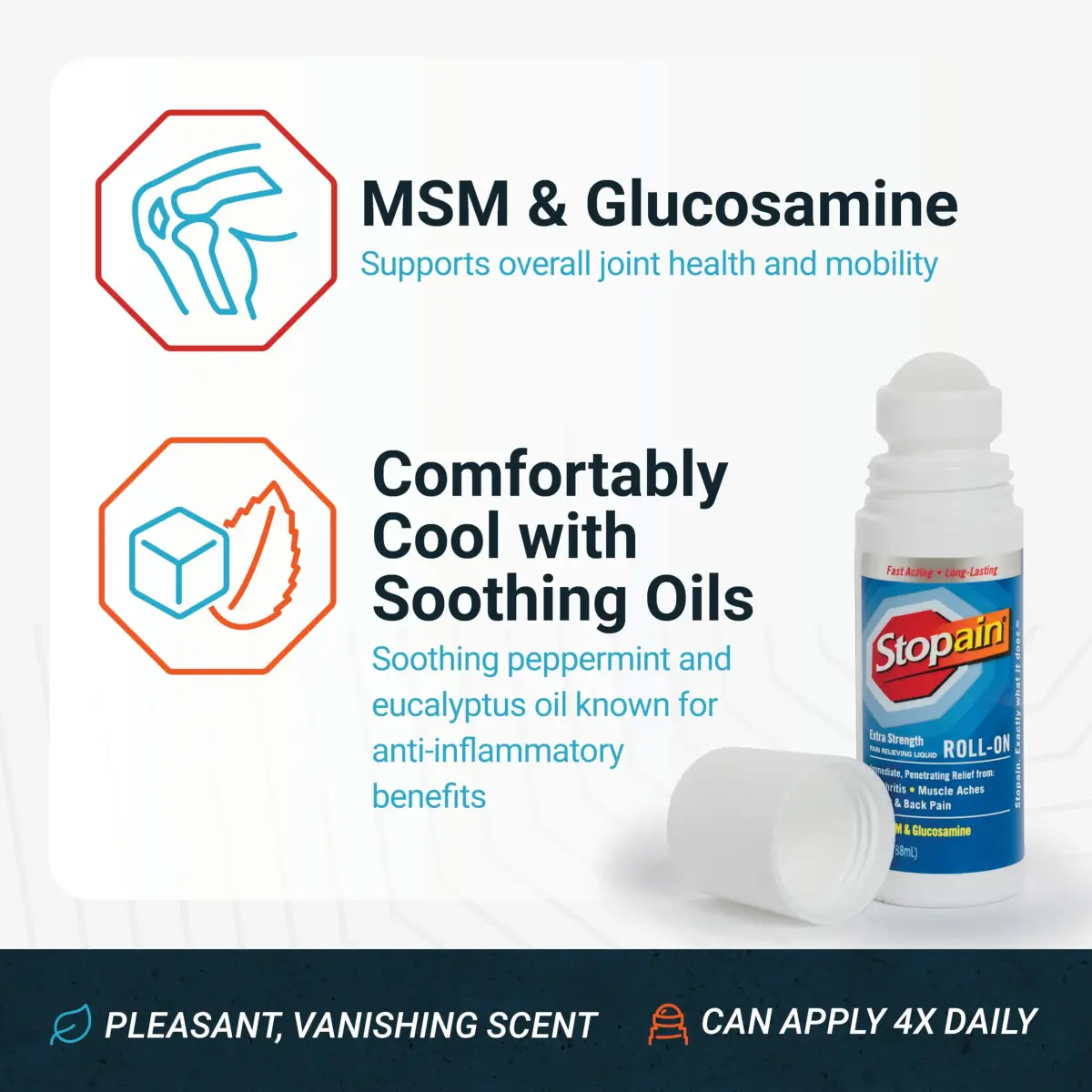 Stopain Extra Strength Pain Relief Roll-On Gel 177ml (6 Fl Oz) | Fast-Acting Topical Analgesic for Arthritis & Muscle Pain - view 5