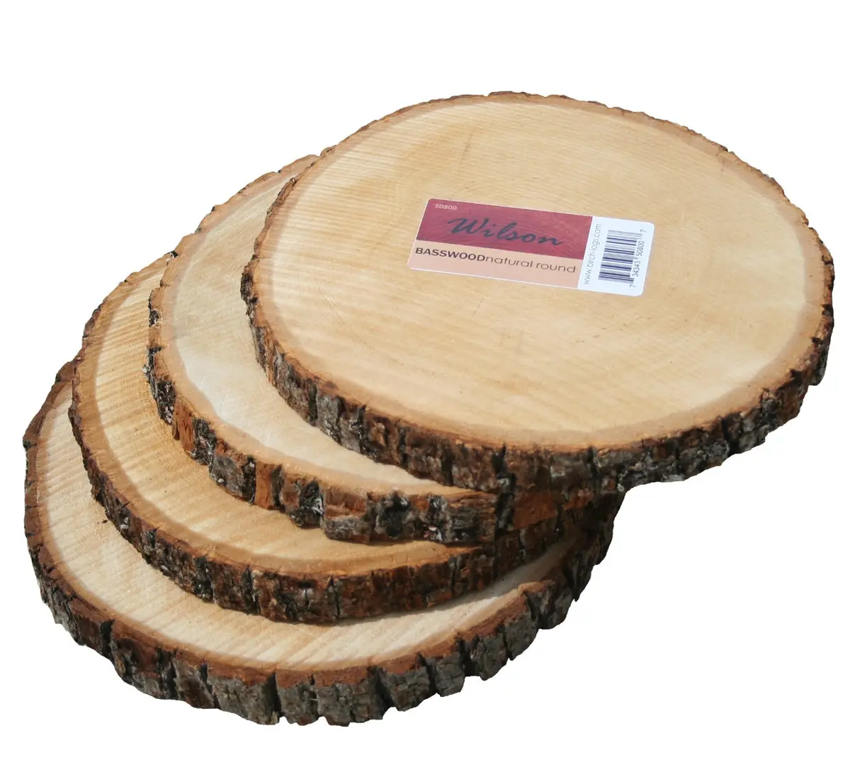 Wilson Basswood Round Rustic Wood Slice for Natural Décor, DIY Crafts (7-9") Set of Four | Rustic, Natural, Carvable - view 2
