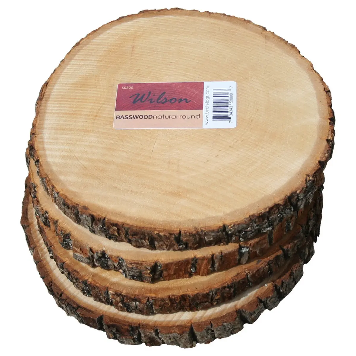 Wilson Basswood Round Rustic Wood Slice for Natural Décor, DIY Crafts (7-9") Set of Four | Rustic, Natural, Carvable - view 3
