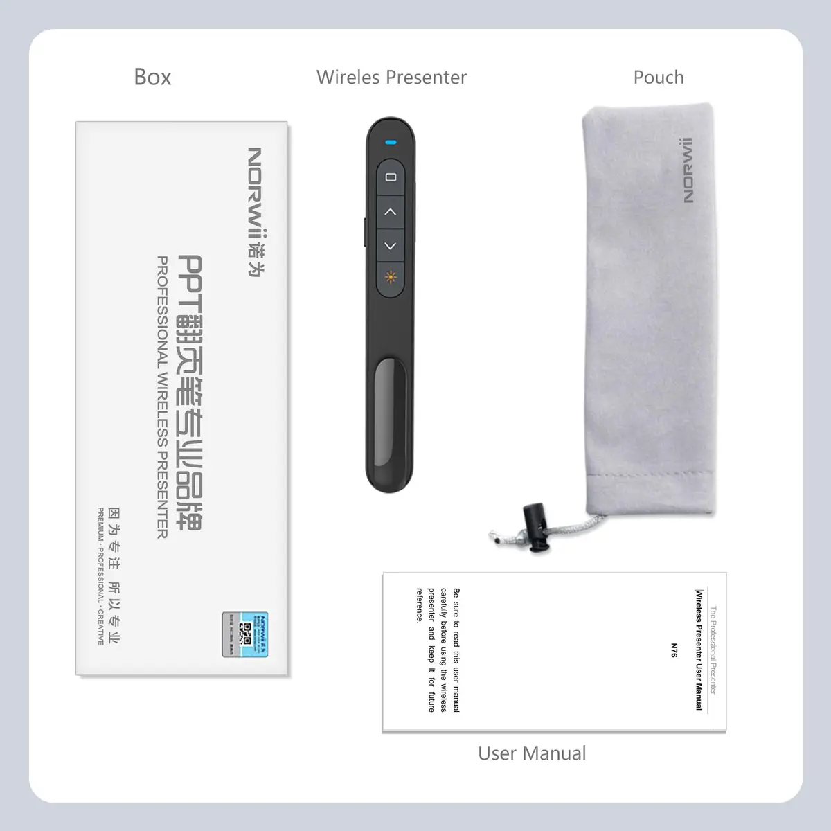 Norwii N76 Rechargeable Presentation Clicker with Laser Pointer & Custom Buttons | 328ft Range - view 9
