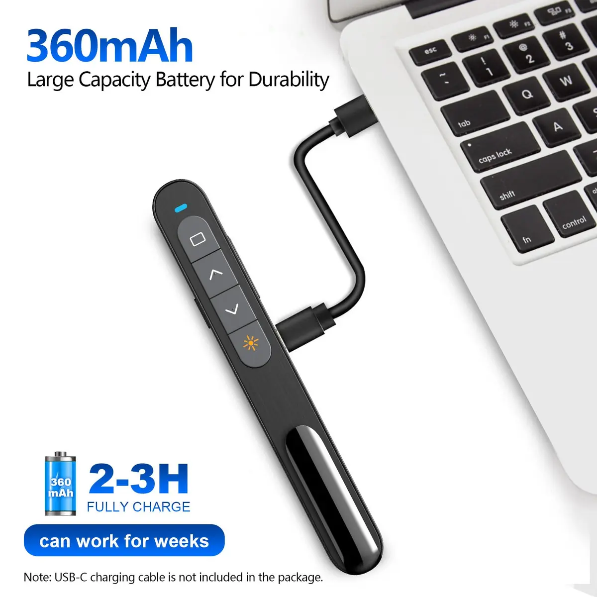 Norwii N76 Rechargeable Presentation Clicker with Laser Pointer & Custom Buttons | 328ft Range - view 3