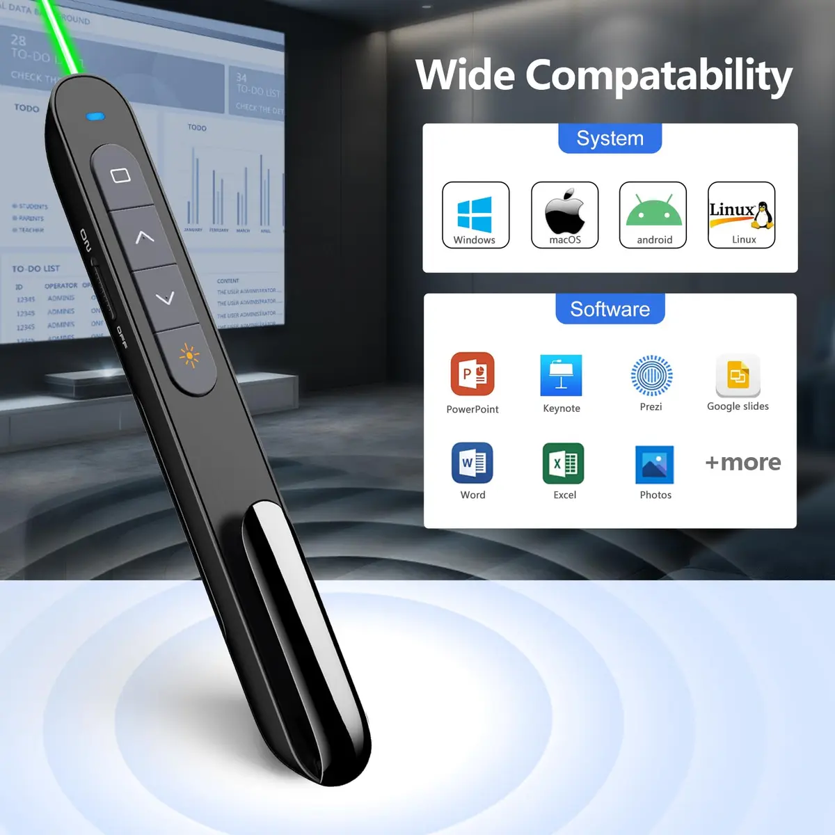 Norwii N76 Rechargeable Presentation Clicker with Laser Pointer & Custom Buttons | 328ft Range - view 4