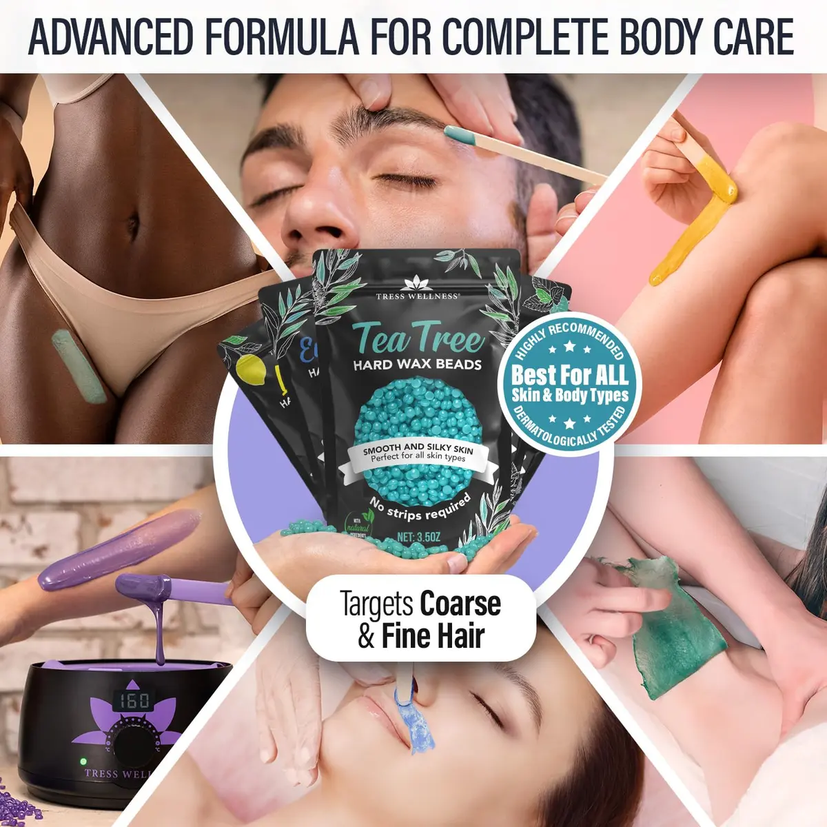 Tress Wellness Hard Wax Beads Variety 595g (20.8 Oz) | Professional At-Home Hair Removal Kit for Bikini, Brazilian & Full Body - view 5