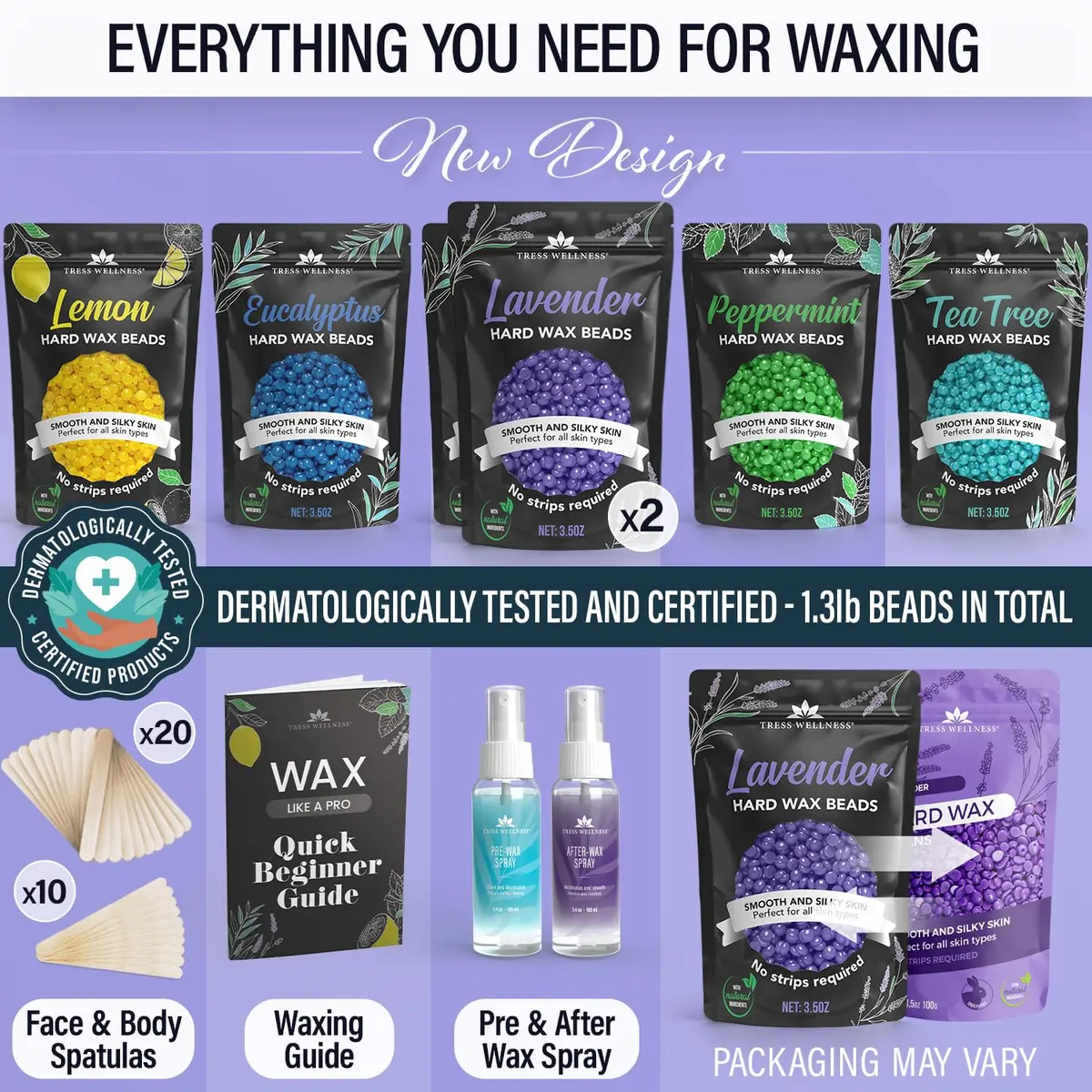 Tress Wellness Hard Wax Beads Variety 595g (20.8 Oz) | Professional At-Home Hair Removal Kit for Bikini, Brazilian & Full Body - view 2
