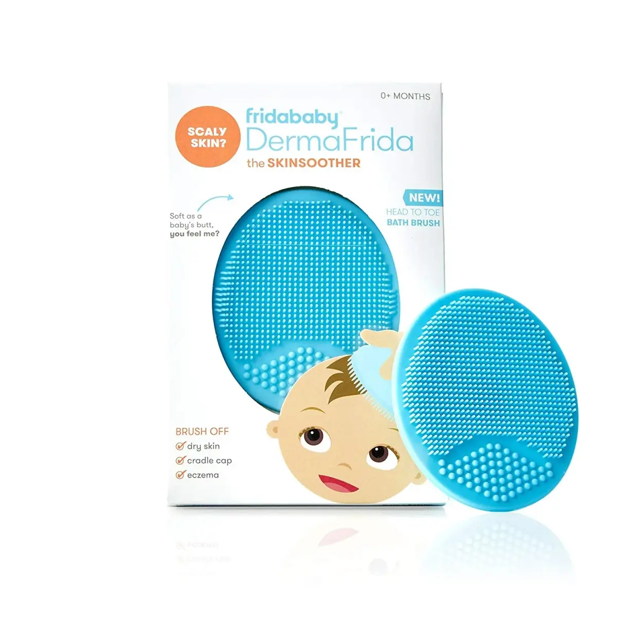 Frida Baby DermaFrida SkinSoother Bath Brush Blue | Gentle Silicone for Dry Skin, Cradle Cap & Eczema - main product image