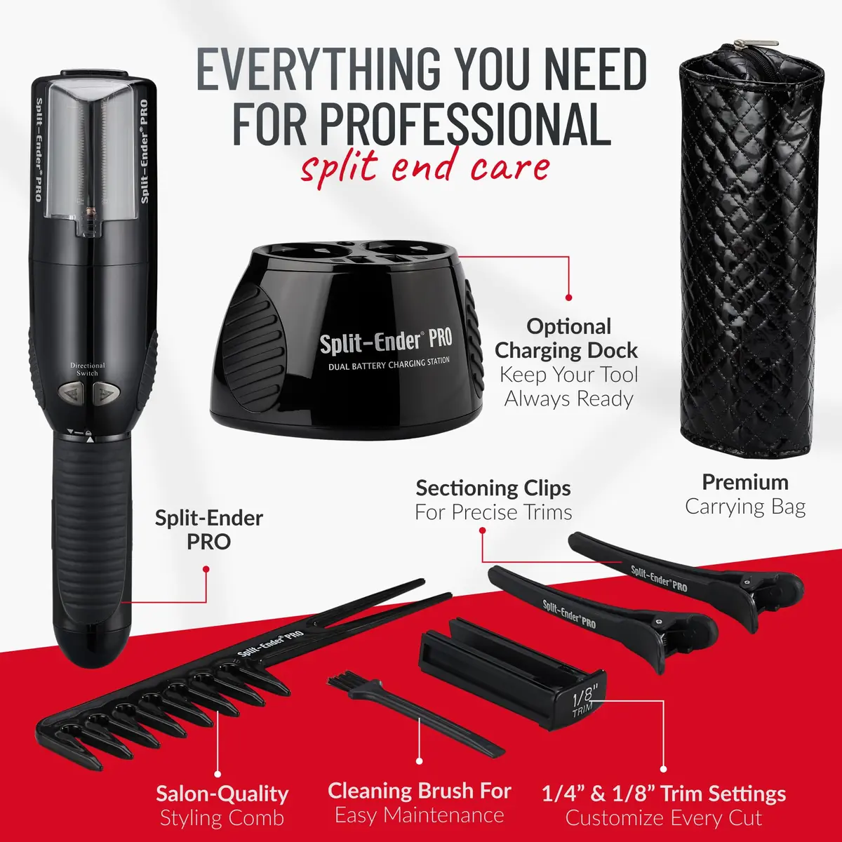 Split-Ender PRO Hair Trimmer with Charging Station | Effortless Split-End Removal for All Hair Types - view 4