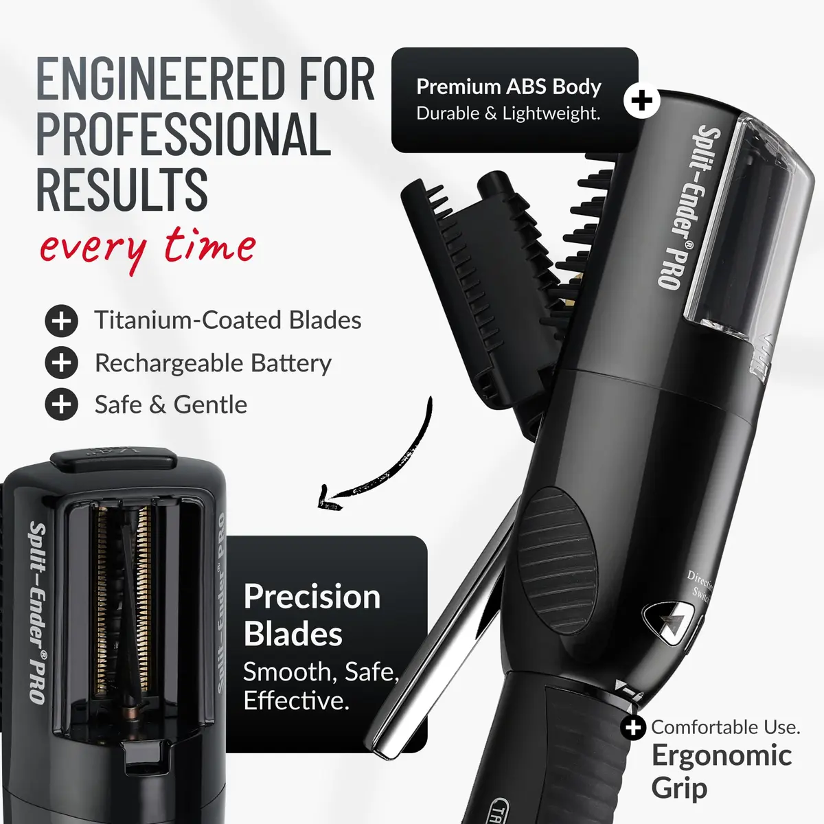 Split-Ender PRO Hair Trimmer with Charging Station | Effortless Split-End Removal for All Hair Types - view 2