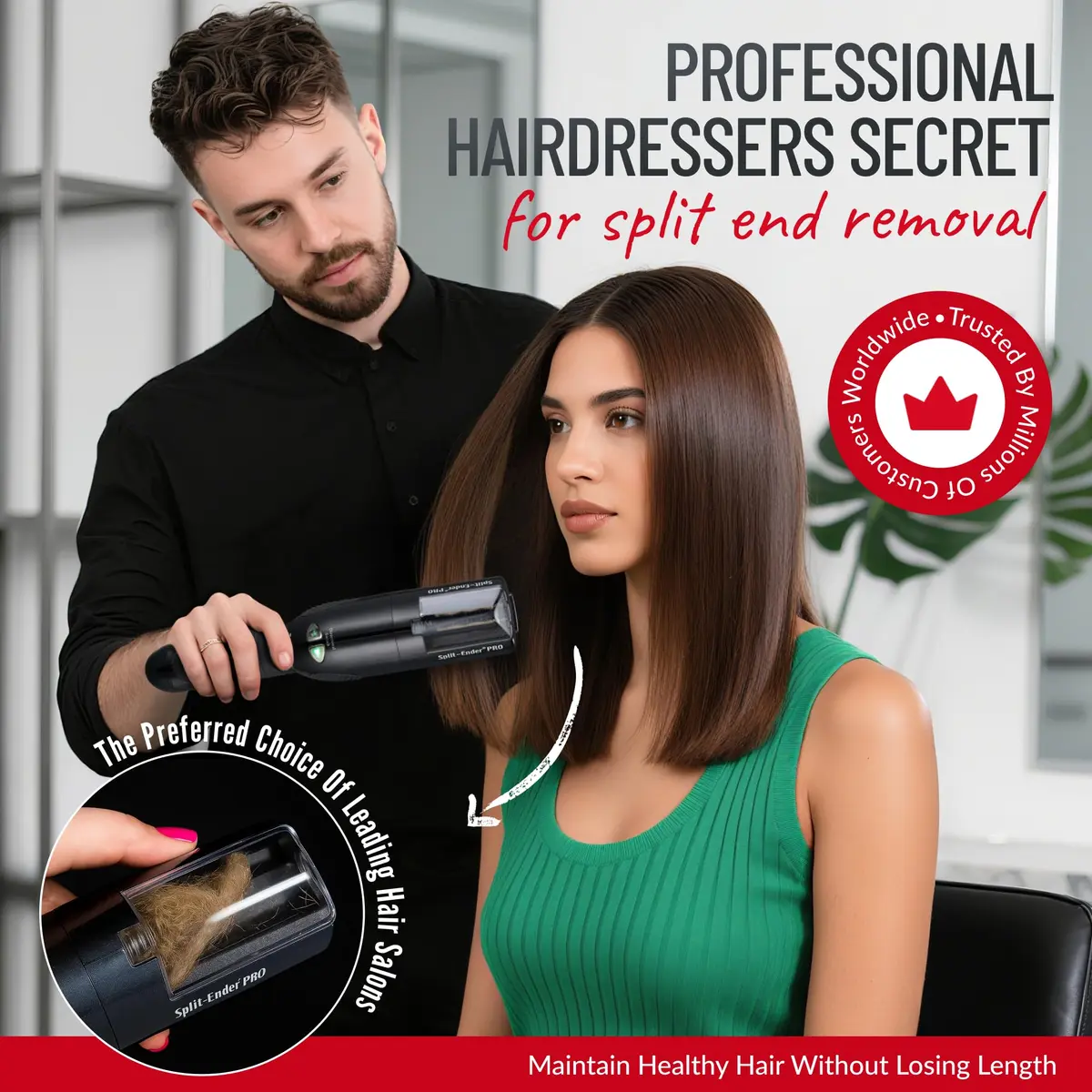 Split-Ender PRO Hair Trimmer with Charging Station | Effortless Split-End Removal for All Hair Types - view 3