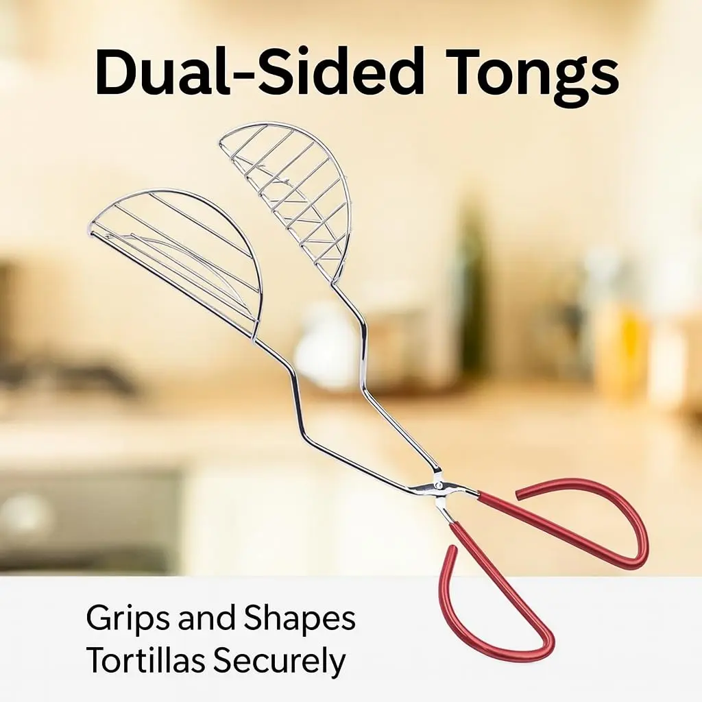 HIC Kitchen Taco Making Tools Steel Taco Shell Tongs 13.5 x 3.5 x 4.25-inches | Crispy Homemade Shells - view 4