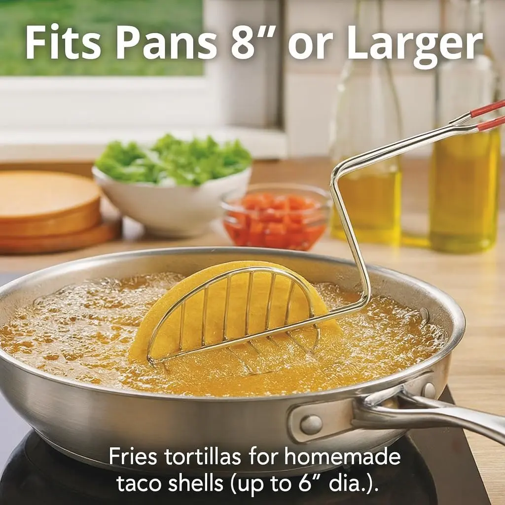 HIC Kitchen Taco Making Tools Steel Taco Shell Tongs 13.5 x 3.5 x 4.25-inches | Crispy Homemade Shells - view 5
