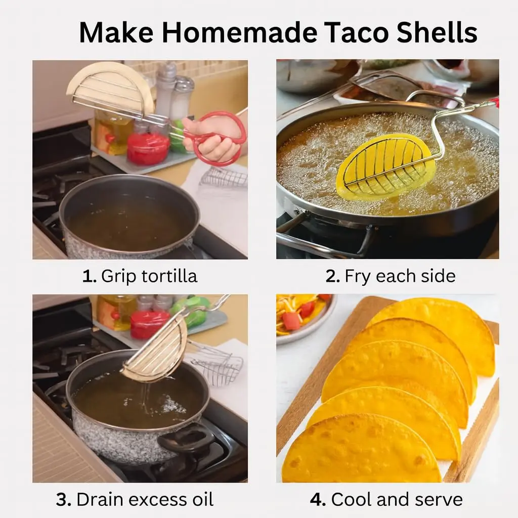 HIC Kitchen Taco Making Tools Steel Taco Shell Tongs 13.5 x 3.5 x 4.25-inches | Crispy Homemade Shells - view 6