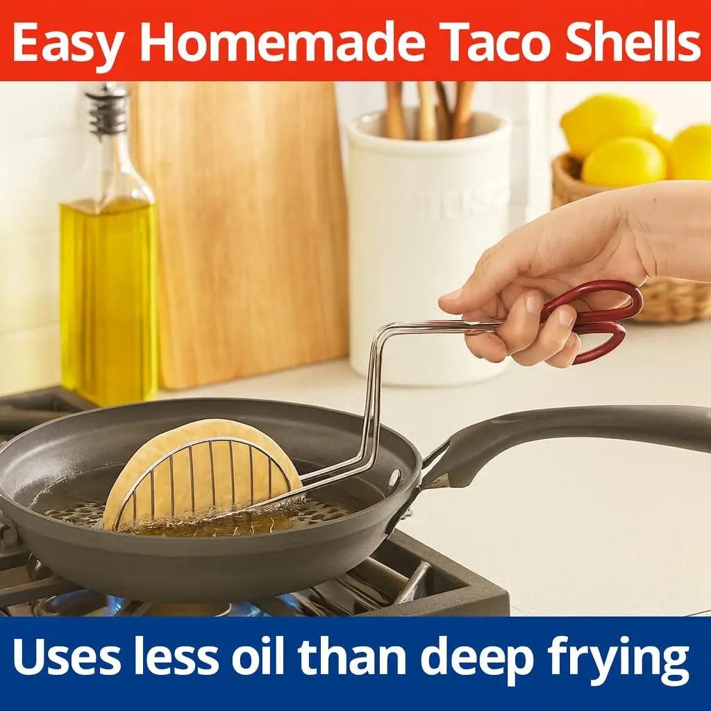 HIC Kitchen Taco Making Tools Steel Taco Shell Tongs 13.5 x 3.5 x 4.25-inches | Crispy Homemade Shells - view 2