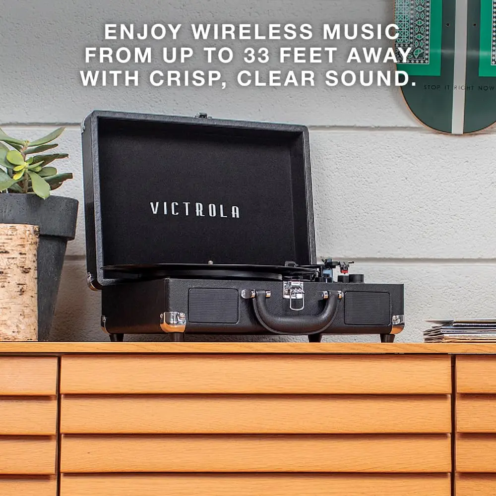 Victrola Journey Bluetooth Suitcase Record Player Gray | 3-Speed Belt Drive with Built-in Speakers & Bluetooth - view 5