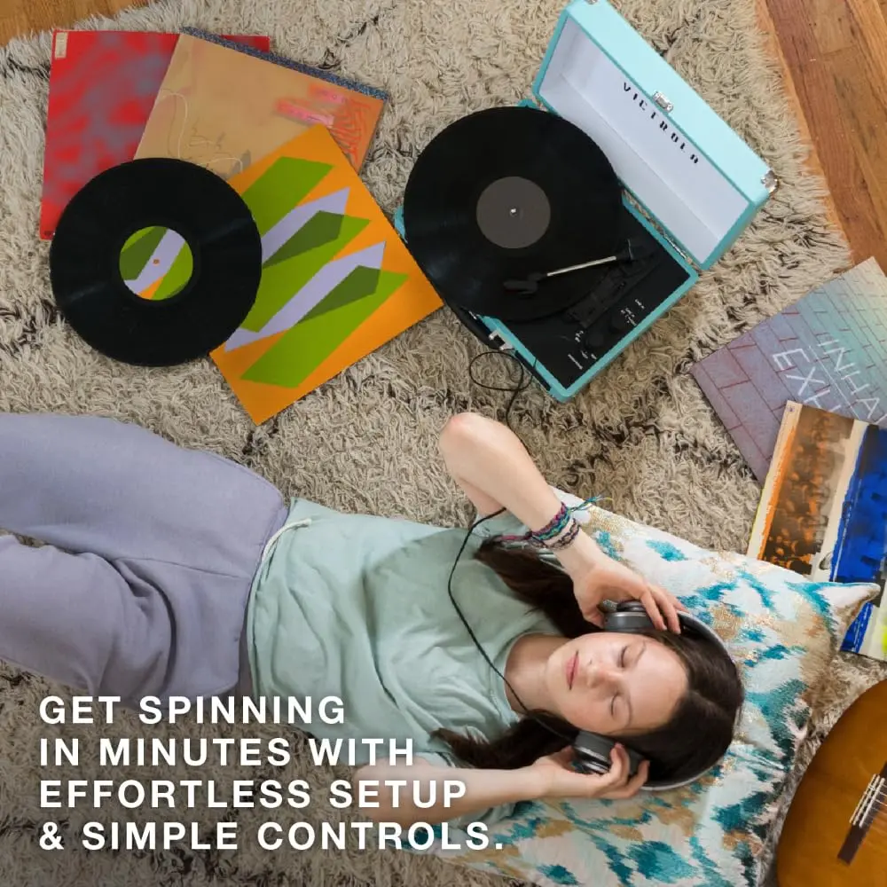 Victrola Journey Bluetooth Suitcase Record Player Gray | 3-Speed Belt Drive with Built-in Speakers & Bluetooth - view 6