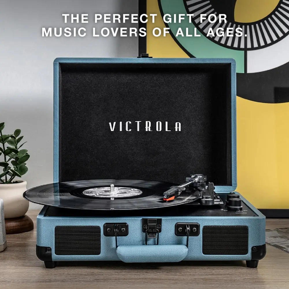 Victrola Journey Bluetooth Suitcase Record Player Gray | 3-Speed Belt Drive with Built-in Speakers & Bluetooth - view 8