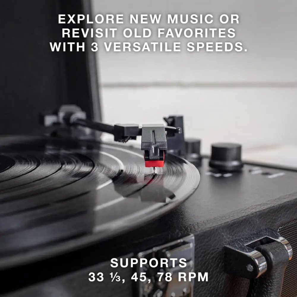 Victrola Journey Bluetooth Suitcase Record Player Gray | 3-Speed Belt Drive with Built-in Speakers & Bluetooth - view 3