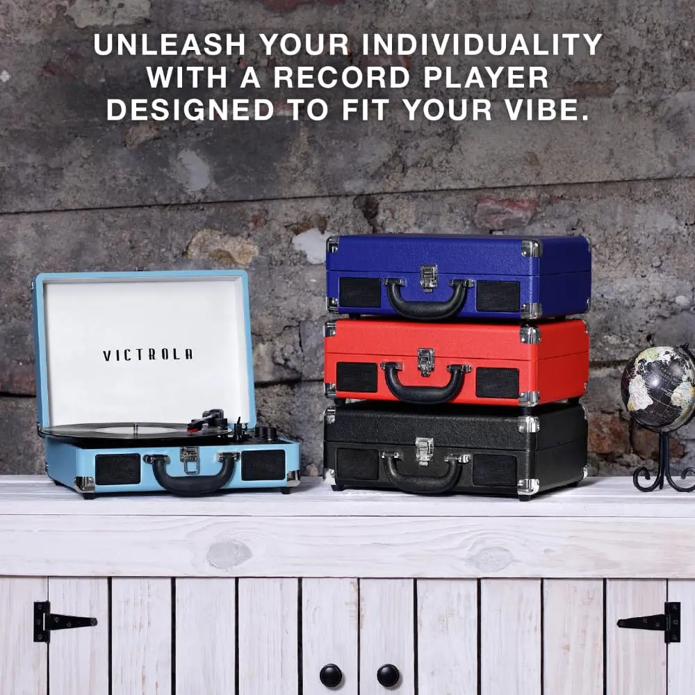 Victrola Journey Bluetooth Suitcase Record Player Gray | 3-Speed Belt Drive with Built-in Speakers & Bluetooth - view 4