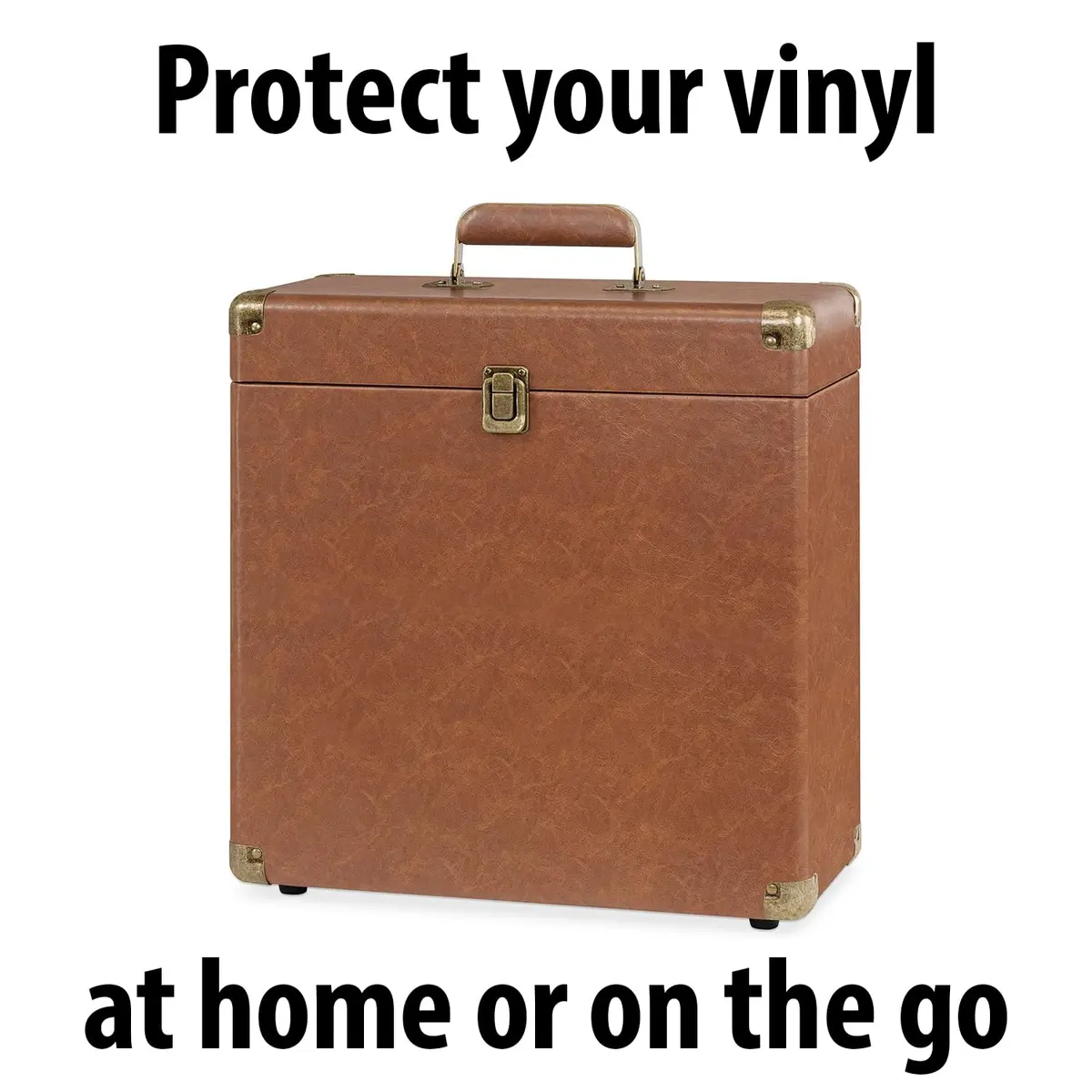 Victrola Collector Vinyl Record Storage Case Holds 30+ LPs Brown | Dust & Scratch Free Portable Design - view 4