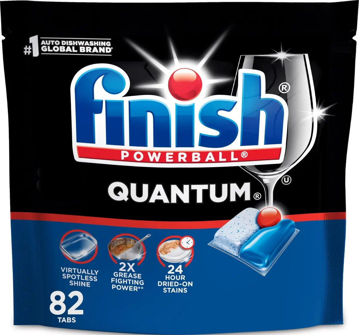 Finish Quantum Dishwasher Pods 82 Count | 24-Hour Dried-On Stain Removal - main product image