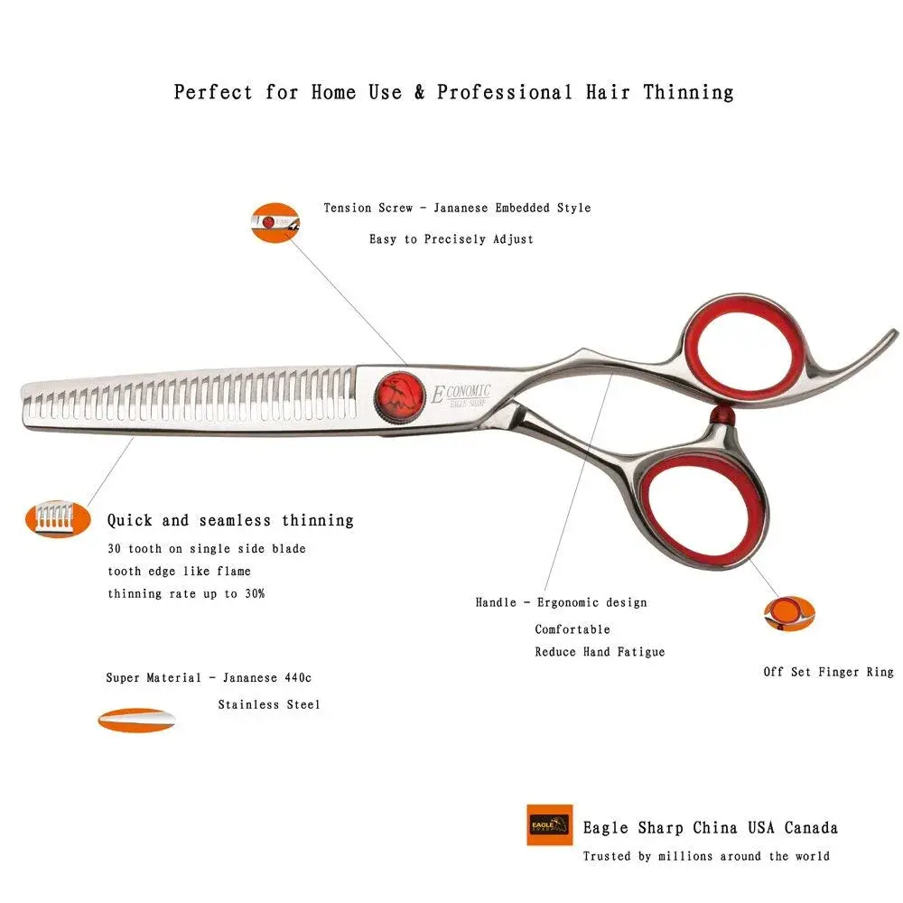 EAGLE SHARP Professional 6.0-inch Shears Cutting & Thinning Scissors Kit | 15.75 cm (6.2 in) Blade - view 3