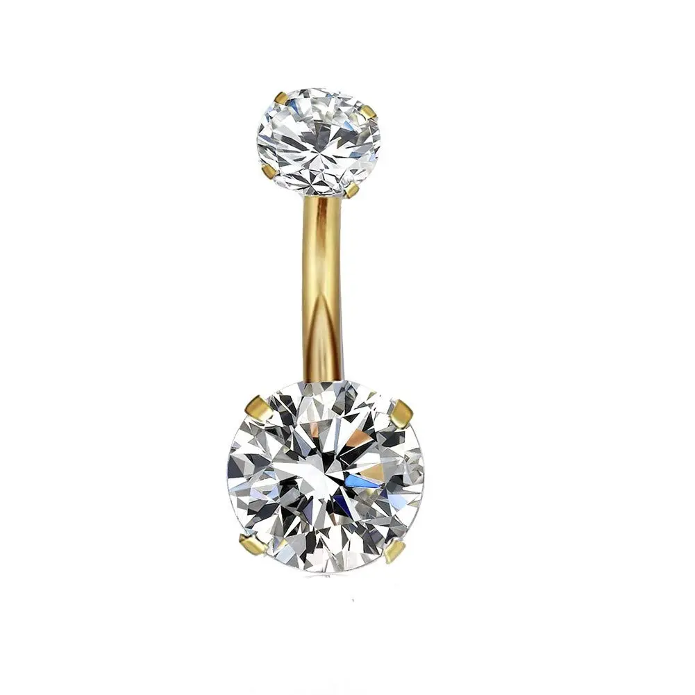 YHMM 14G Surgical Steel Belly Button Ring 12mm | Internally Threaded CZ Navel Stud for Women Men - main product image