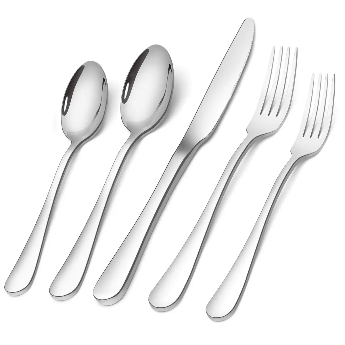SHARECOOK 20-Piece Stainless Steel Flatware Set | Service for 4, Dishwasher Safe, Polished Finish - main product image
