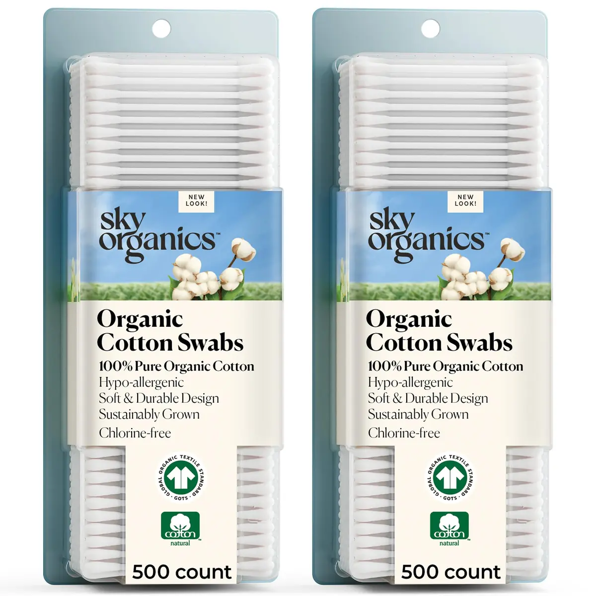 Sky Organics Organic Cotton Swabs 1000 Ct | Hypoallergenic, Chlorine-Free, Sustainable - main product image