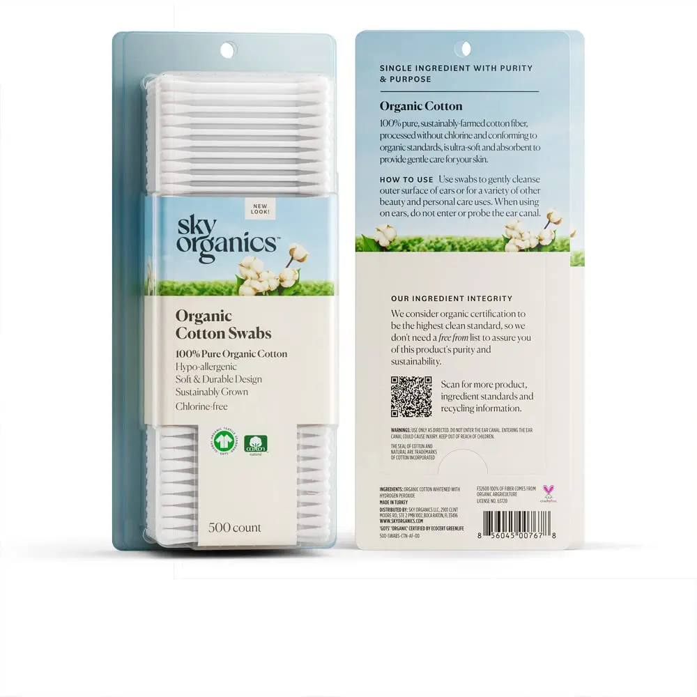 Sky Organics Organic Cotton Swabs 1000 Ct | Hypoallergenic, Chlorine-Free, Sustainable - view 8