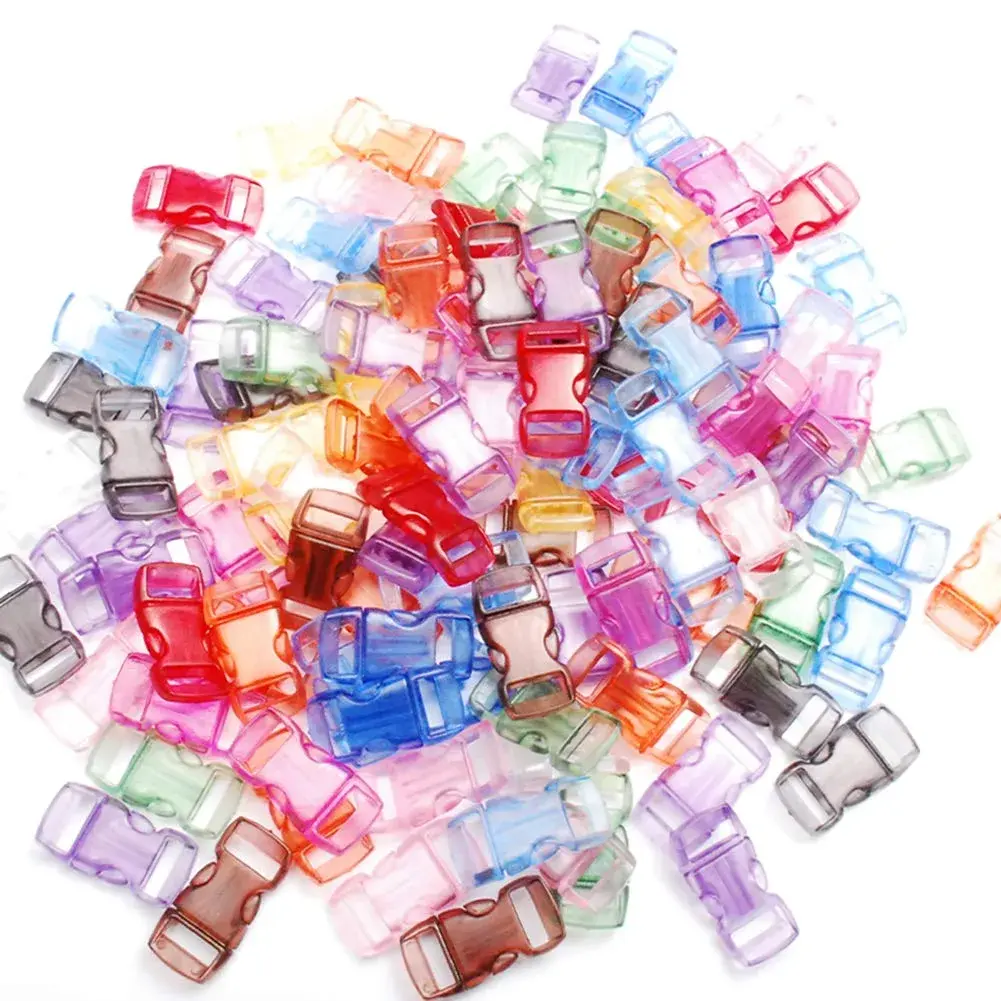 CooBigo 3/8" Curve Contoured Side Release Buckles, 15mm Width, 50 Pack Assorted Colors | Plastic Craft & Pet Collar Fasteners - main product image