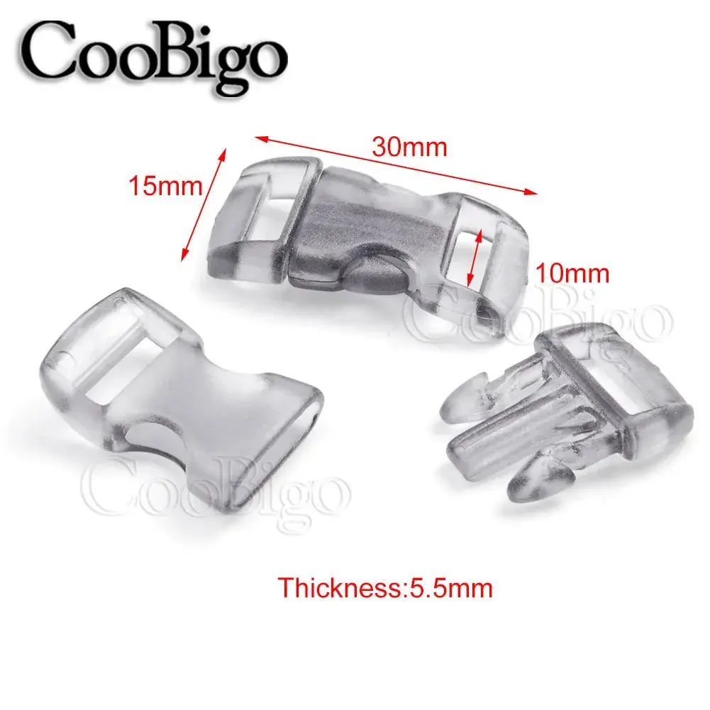 CooBigo 3/8" Curve Contoured Side Release Buckles, 15mm Width, 50 Pack Assorted Colors | Plastic Craft & Pet Collar Fasteners - view 2