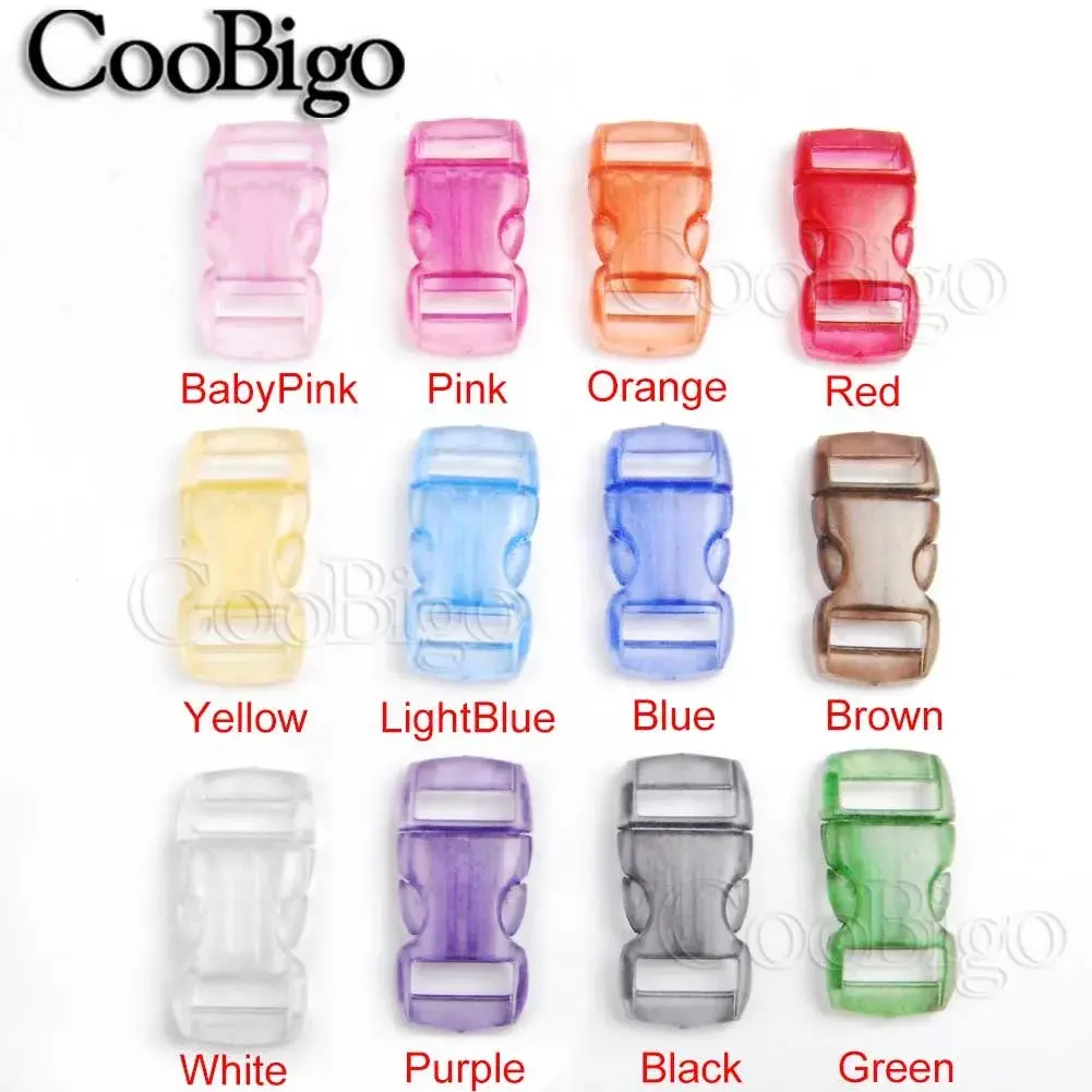 CooBigo 3/8" Curve Contoured Side Release Buckles, 15mm Width, 50 Pack Assorted Colors | Plastic Craft & Pet Collar Fasteners - view 3