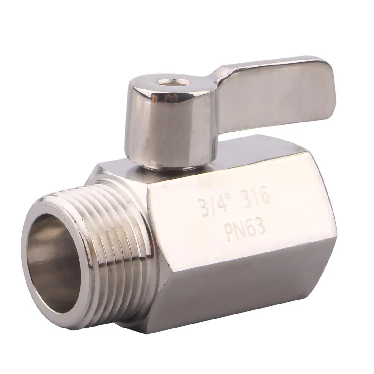 DERNORD 3/4 inch Stainless Steel Mini Ball Valve NPT Female x Male Thread | Corrosion-Resistant, 1/4 Turn Shut-Off - main product image