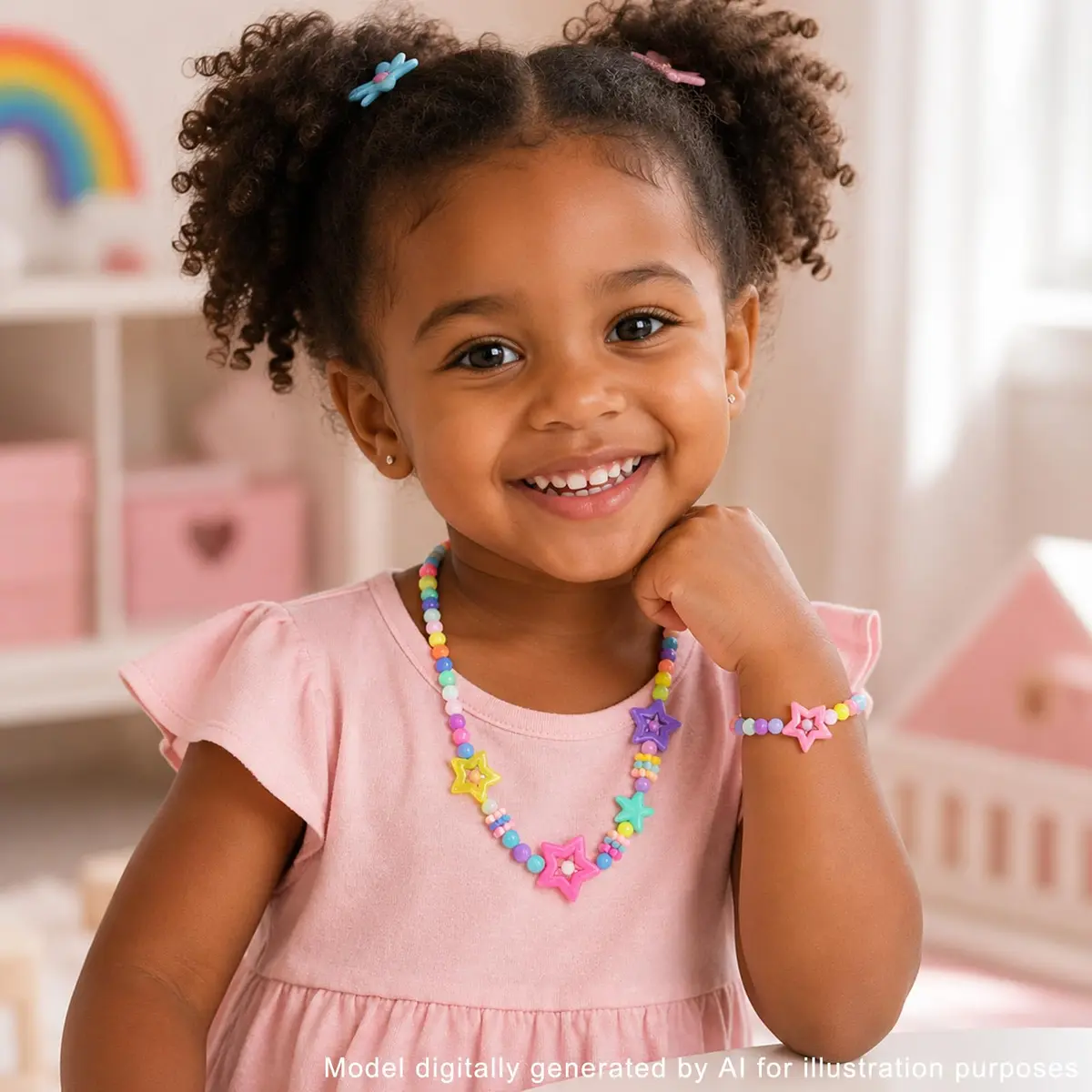 PinkSheep Kids Classic Jewelry Set | 6 Beaded Necklaces & Bracelets for Girls 3-8 - view 5