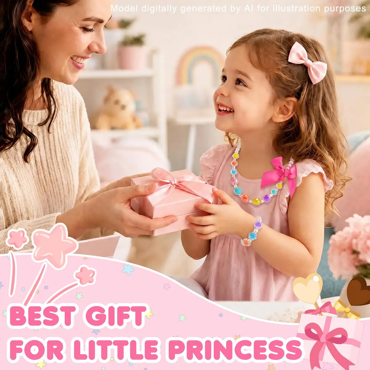 PinkSheep Kids Classic Jewelry Set | 6 Beaded Necklaces & Bracelets for Girls 3-8 - view 7