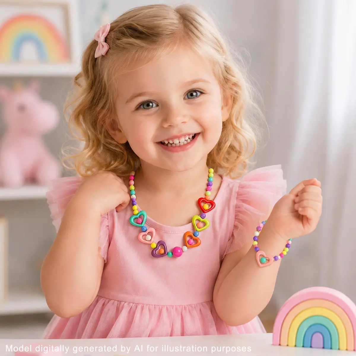 PinkSheep Kids Classic Jewelry Set | 6 Beaded Necklaces & Bracelets for Girls 3-8 - view 8