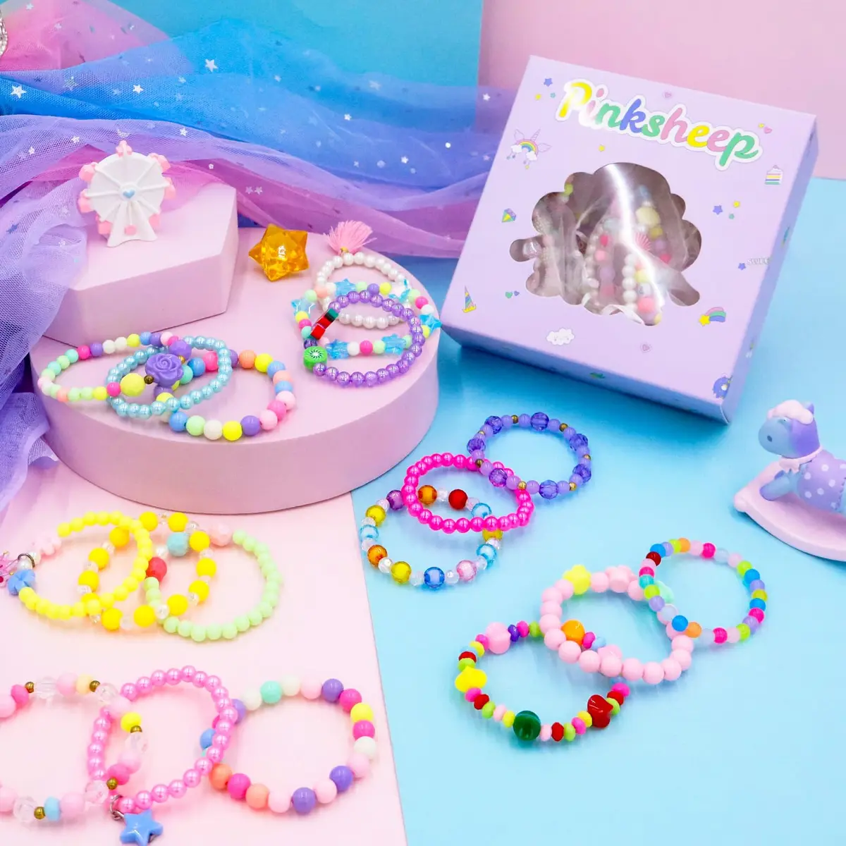 PinkSheep Bracelets for Girls Jewelry 36 Pcs | Safe, Colorful & Creative (70-120 chars) - view 7