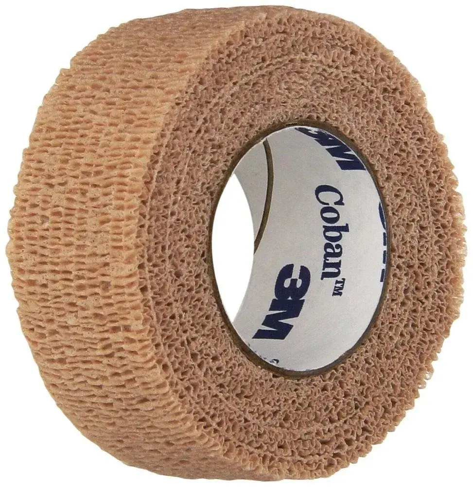 3M Coban Self-Adherent Wrap 2.5cm x 4.5m (1" x 5yds) Tan, Pack of 30 | Secures Dressings & Immobilizes Injuries - main product image