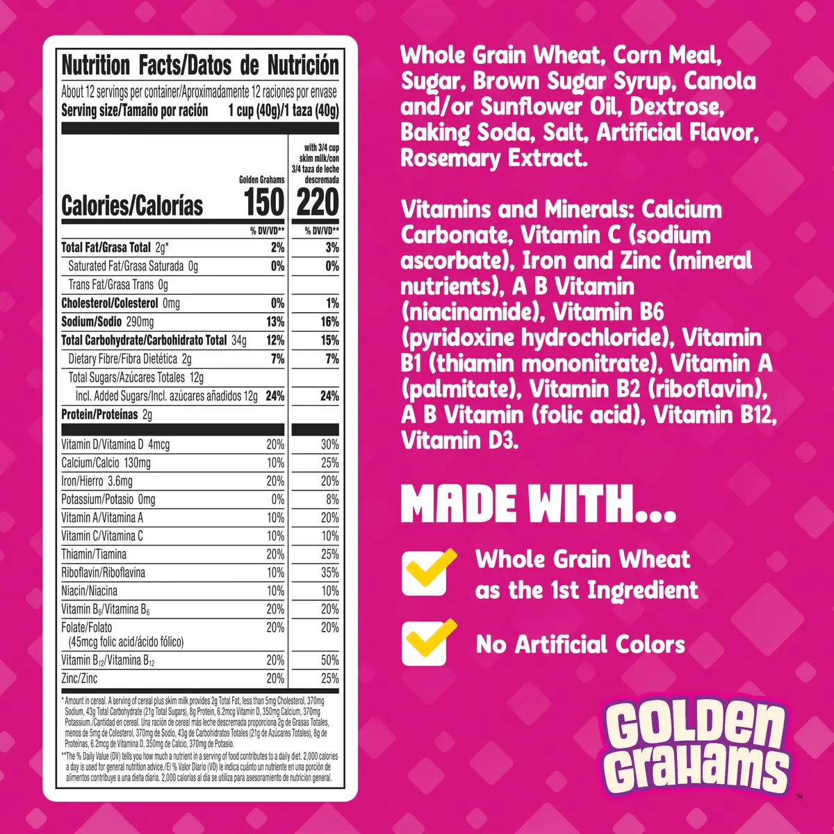 Golden Grahams Whole Grain Breakfast Cereal 473g (16.7 oz) | Honey Flavor Cereal with 14g Whole Grain - view 2