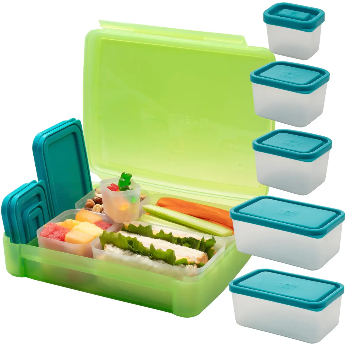 Bentology Food Storage Container Set with Leakproof Snack Containers & Utensil Holder | Kid & Office Meal Prep - main product image