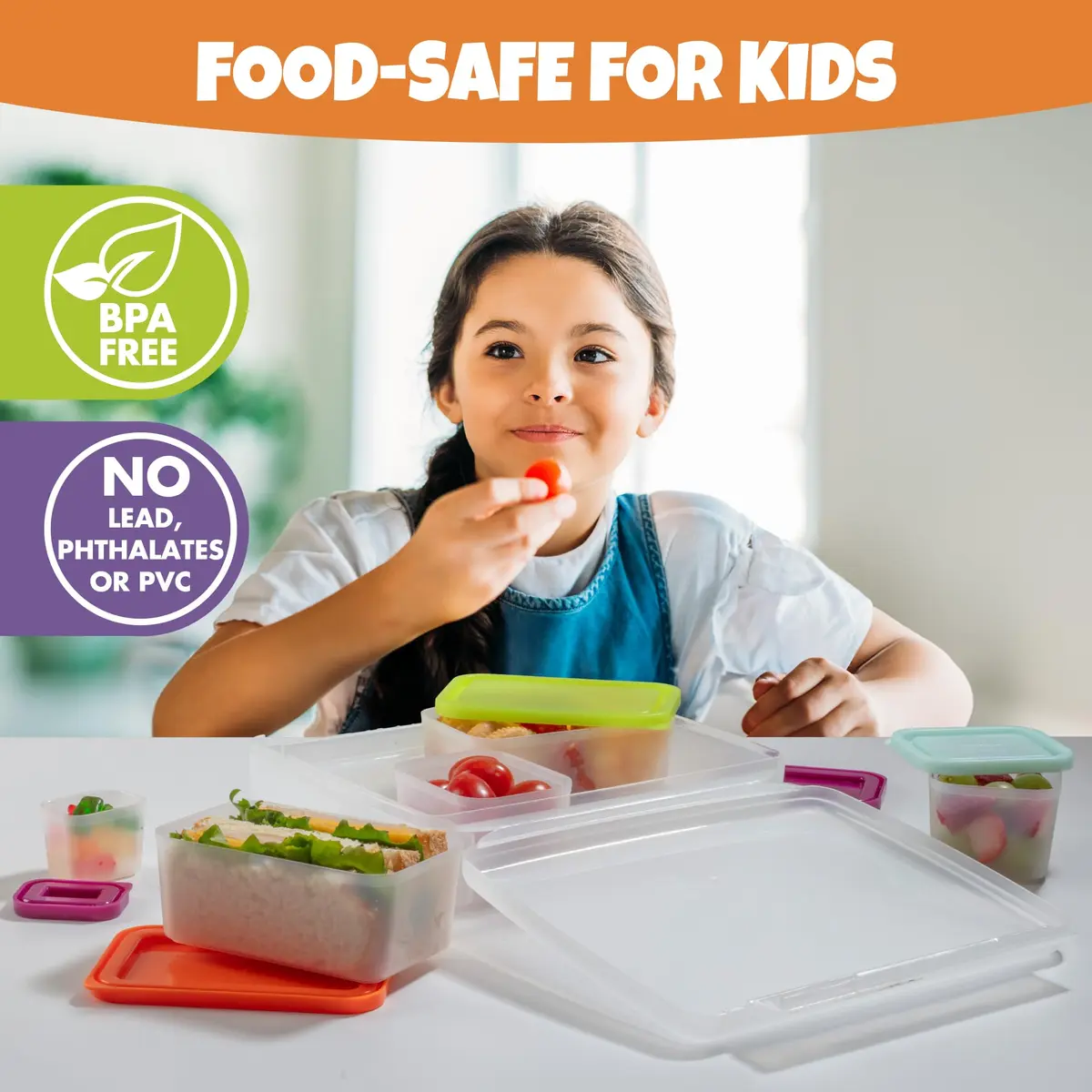 Bentology Food Storage Container Set with Leakproof Snack Containers & Utensil Holder | Kid & Office Meal Prep - view 5