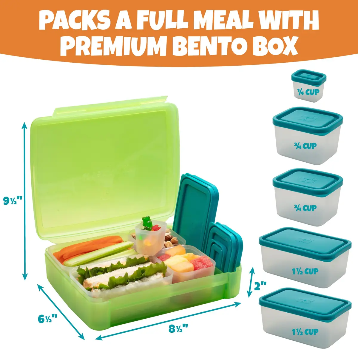 Bentology Food Storage Container Set with Leakproof Snack Containers & Utensil Holder | Kid & Office Meal Prep - view 2
