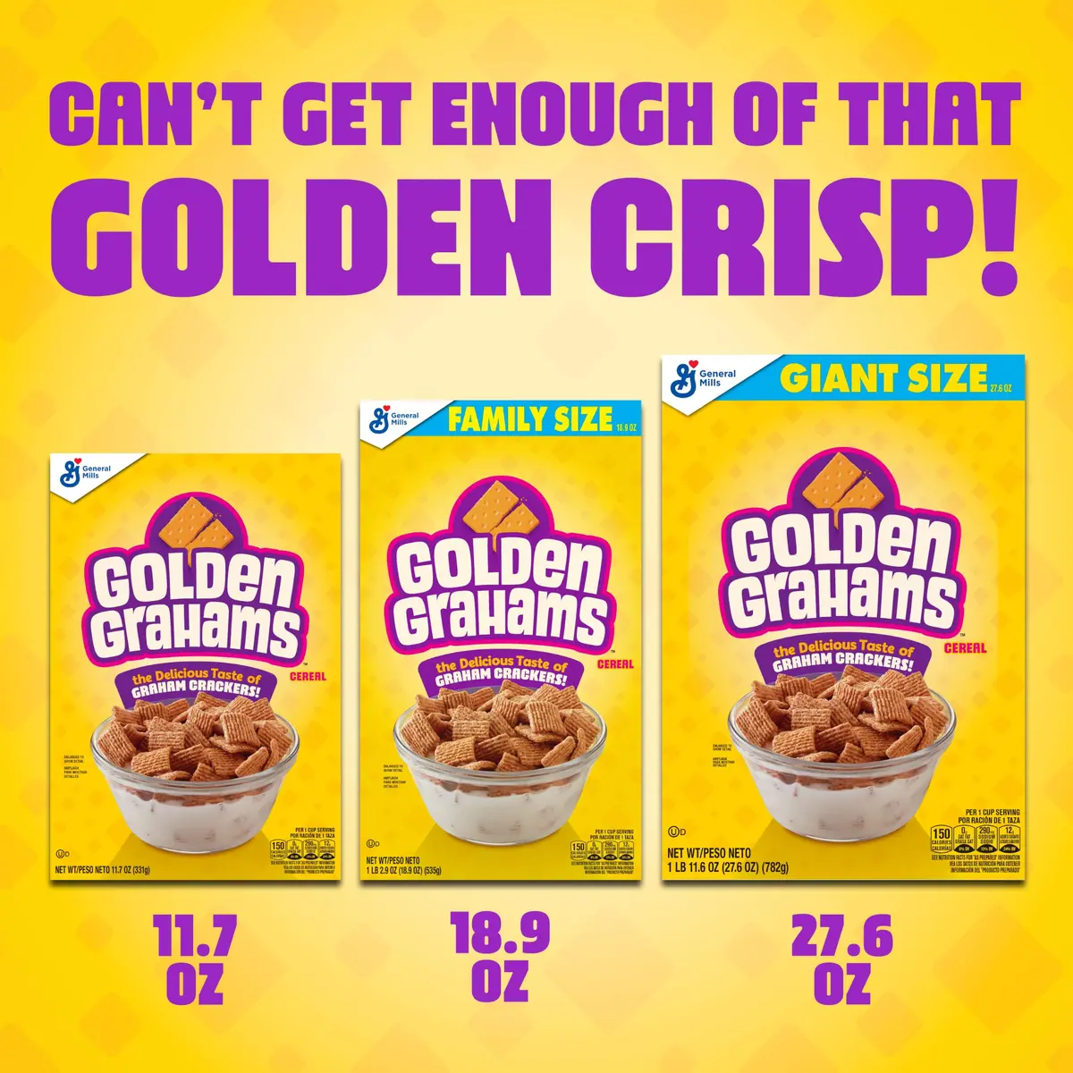 Golden Grahams Whole Grain Breakfast Cereal 332g (11.7 oz) | Nostalgic Graham Cracker Taste - view 5