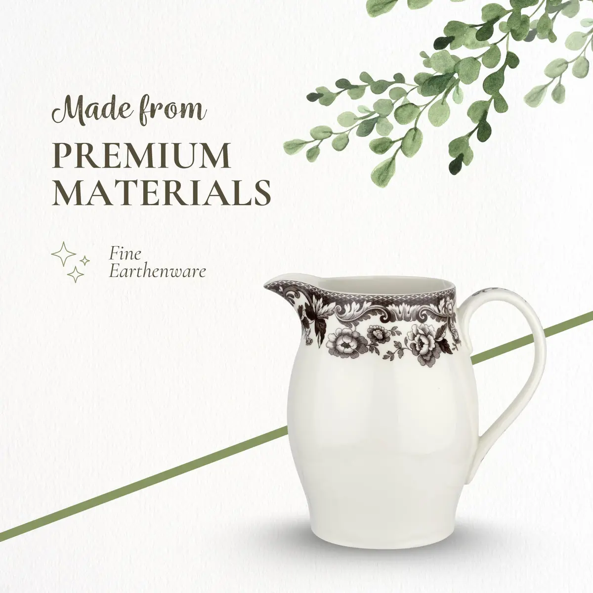 Spode Delamere Porcelain Pitcher 1657ml (56 Oz) | Classic British Flowers Design for Serving Beverages - view 4