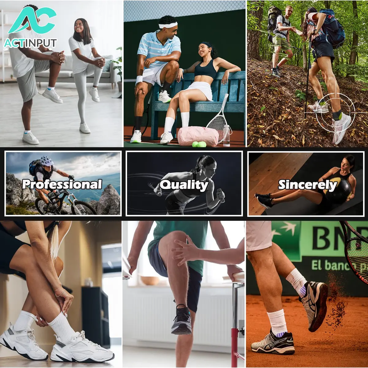 ACTINPUT Ankle Compression Socks for Women Men | 7 Pairs Plantar Fasciitis Support, Circulation Relief, Breathable Nylon (Ankle-High, Multi-Color, Large-X-Large) - view 6