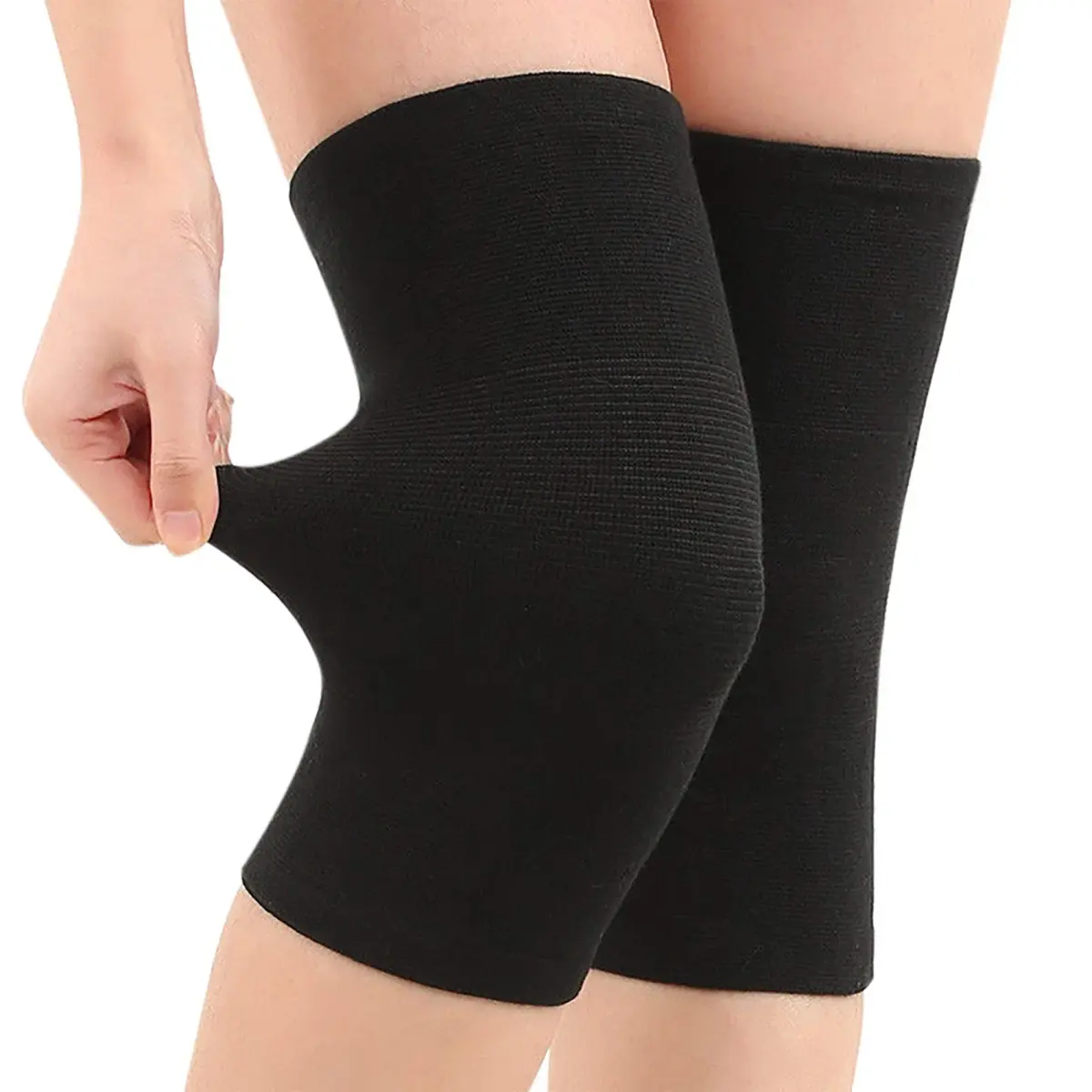JUMISEE Large Black Cotton Knee Sleeves for Knee Support, Circulation & Pain Relief (1 Pair) - main product image