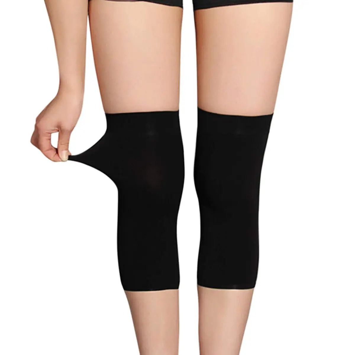 JUMISEE Large Black Cotton Knee Sleeves for Knee Support, Circulation & Pain Relief (1 Pair) - view 3