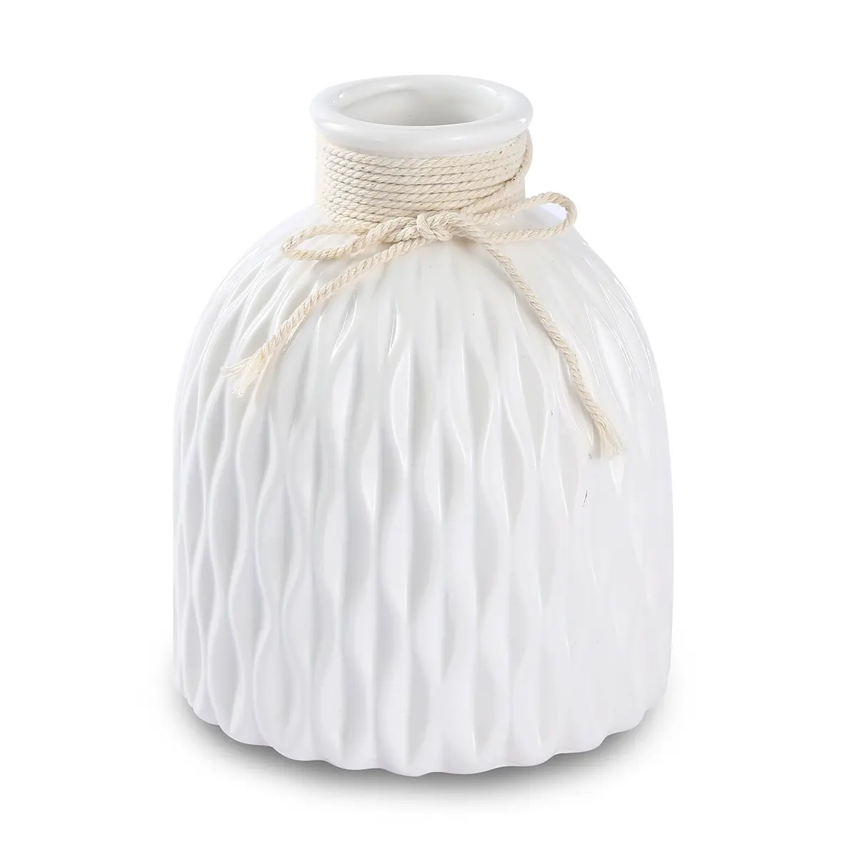 Anding Modern Vase Home Decoration Grid Design White Porcelain Bottle | Elegant, Modern Style - main product image